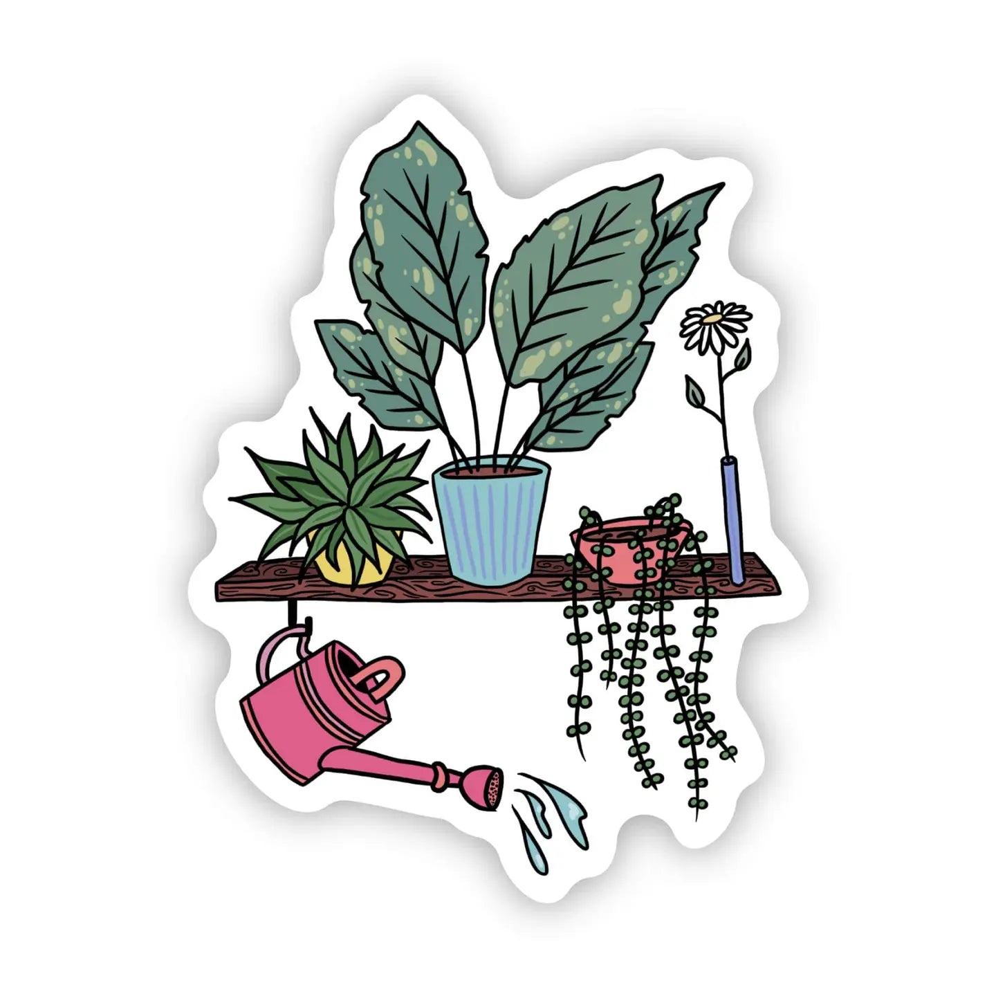 'Watering Plant Shelf' Sticker