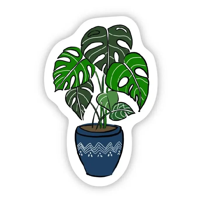 'Monstera Blue Potted Plant' Sticker